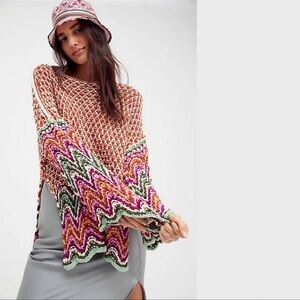 NWT Free People Heatwave Crochet Pullover Sweater
